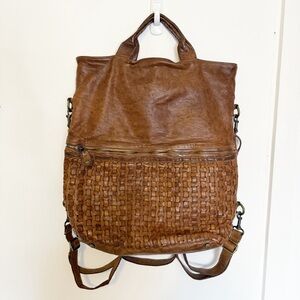 Langellotti Italian Leather Bag Tuscan‎ Distressed Fold Over Backpack Crossbody